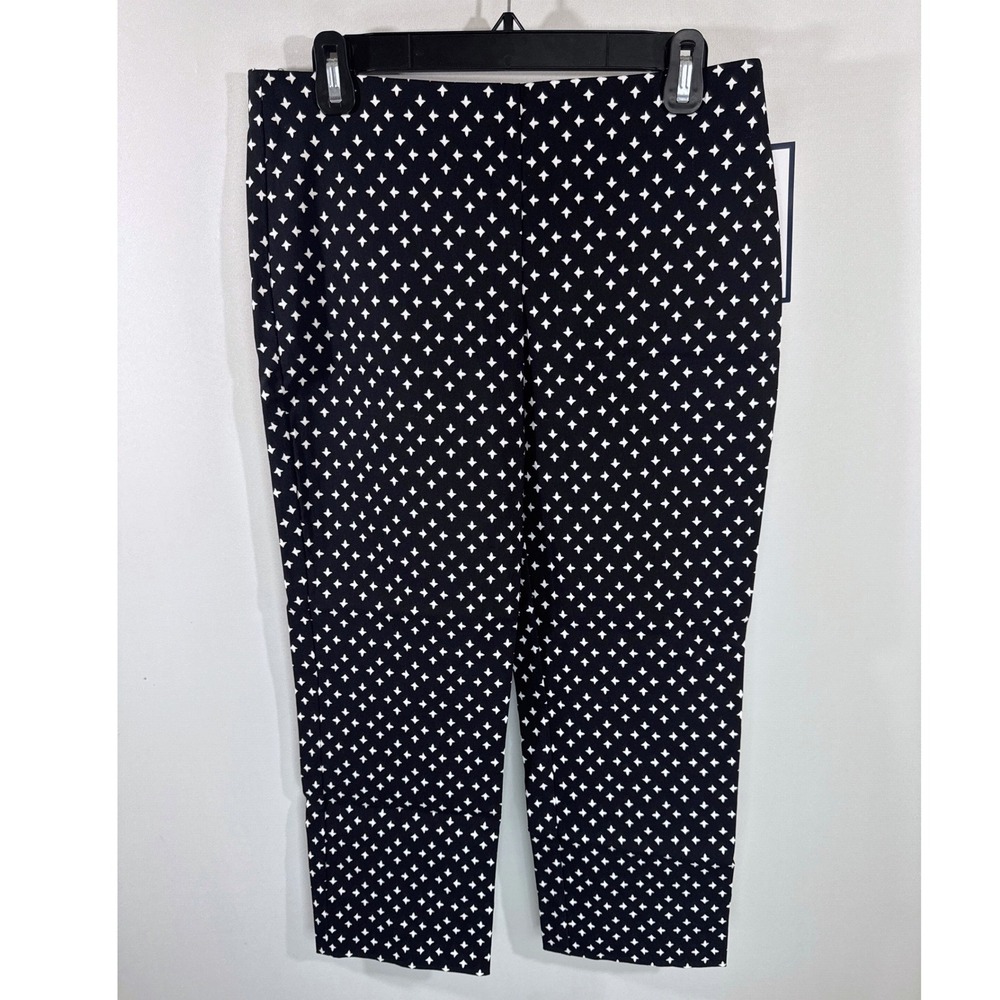 Charter Club Chelsea Capri Pants Women 8 Black White Star Tummy Slimming NWT